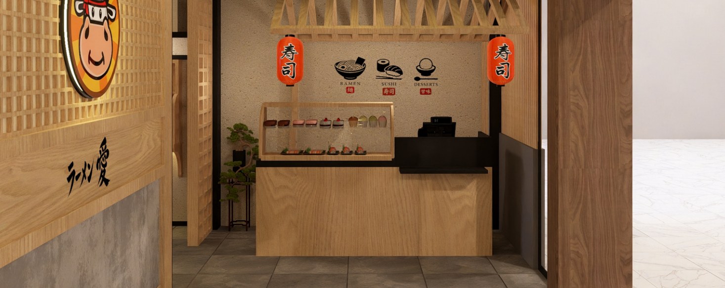 Concept rendering of the Takusa Ramen front counter